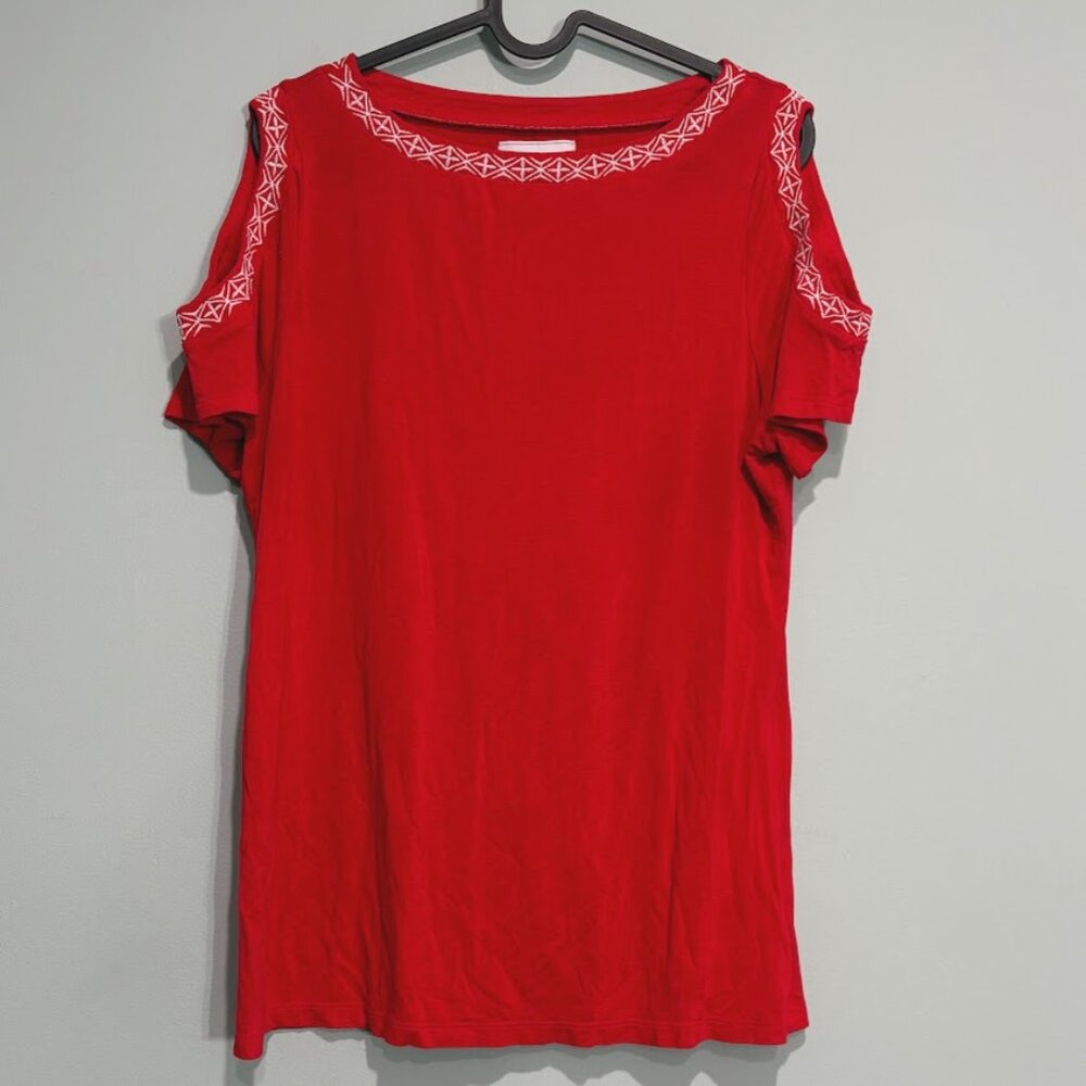 Liz Claiborne Cold-Shoulder Top – Red Hot & Ready for Margaritas